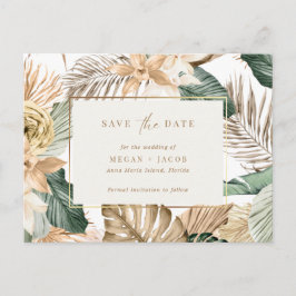 Beach Tropical Leaf Wedding Save the Date Aankondigingskaart