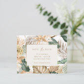 Beach Tropical Leaf Wedding Save the Date Aankondigingskaart (Staand voorkant)