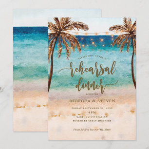 Beach Tropical Modern Repetitie Diner Uitnodiging