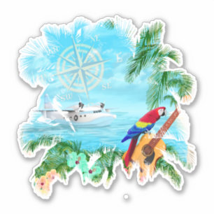 Beach Tropical Music Sticker