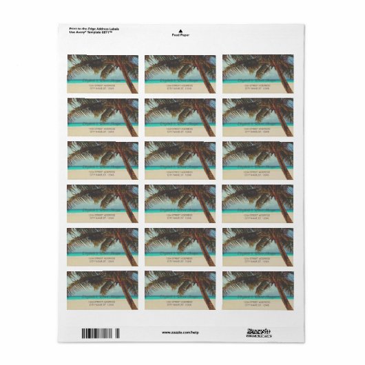 Beach Tropical, Palm Mariage Étiquette (Feuille entière)