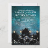 Beach Tropical Palm Tree String Lights Weddenschap Kaart (Voorkant)