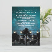 Beach Tropical Palm Tree String Lights Weddenschap Kaart (Staand voorkant)