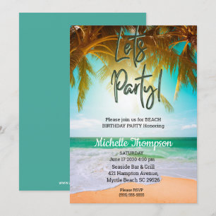 Beach Tropical Scene Party Birthday Celebration Kaart