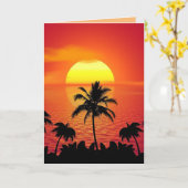 BEACH TROPICAL SUNSET ART BEAUCOUP CARTE D'ANNIVER (Fleur jaune)