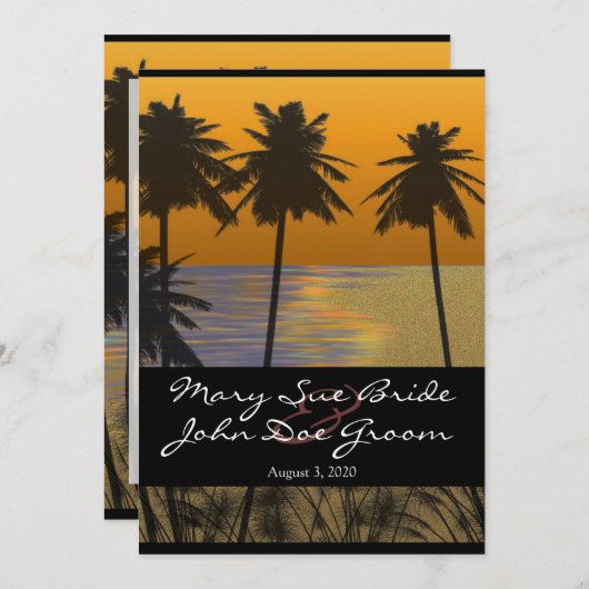 Beach Tropical Wedding Invitations Kaart (Voorkant / Achterkant)