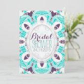 Beach Tropics Aqua Purple Bridal Douche Invitation (Debout devant)