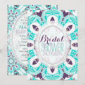 Beach Tropics Aqua Purple Bridal Douche Invitation (Devant / Derrière)