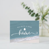 Beach Tropische kalligrafie Bewegend Nieuw Adres Briefkaart (Staand voorkant)