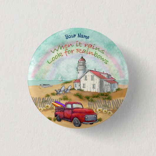 Beach Truck Lighthouse knop Ronde Button 3,2 Cm (Voorkant)