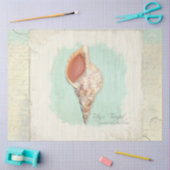 Beach Trumpet Zee Shell Blue Waterverf Decoupage Tissuepapier (Craft)