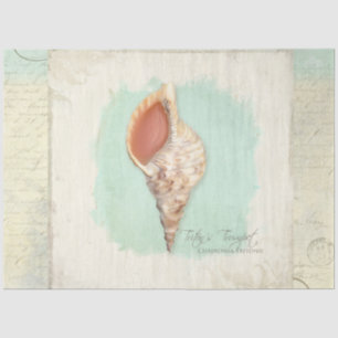 Beach Trumpet Zee Shell Blue Waterverf Decoupage Tissuepapier