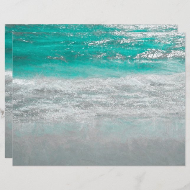 Beach Turquoise Coastal Ocean Waves Tropical Art (Voorkant / Achterkant)