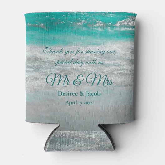 Beach Turquoise Tropical Coastal Ocean Waves Blikjeskoeler (Voorkant)