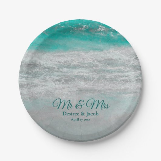 Beach Turquoise Tropical Ocean Waves Coastal Papieren Bordje (Voorkant)