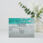 Beach Turquoise White Coastal Ocean Wave Bedankt Briefkaart (Staand voorkant)