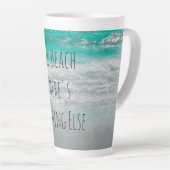 Beach Turquoise White Tropical Ocean Waves Coastal Latte Mok (Rechterhoek)