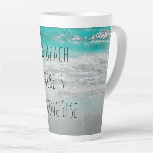 Beach Turquoise White Tropical Ocean Waves Coastal Latte Mok (Rechterhoek)