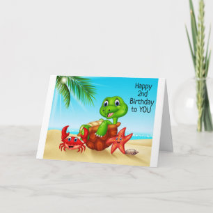BEACH TURTLE ZEGT *VEEL PLEZIER OP JE 2E VERJAARDA KAART