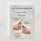 Beach Twins Baby Birth Photo Faire-part Card (Devant)