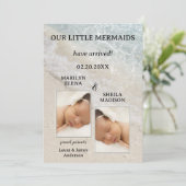 Beach Twins Baby Birth Photo Faire-part Card (Debout devant)