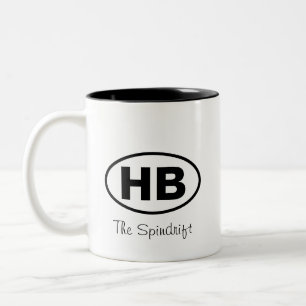 Beach Two Letter Oval Coted Name Tweekleurige Koffiemok