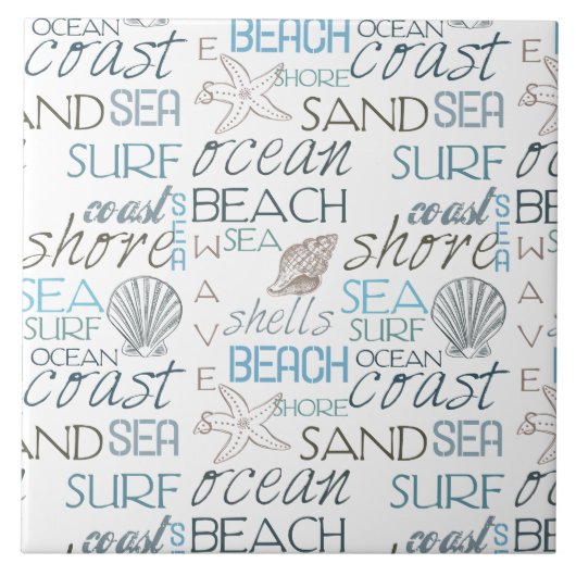 Beach Typografie Tegeltje (Voorkant)