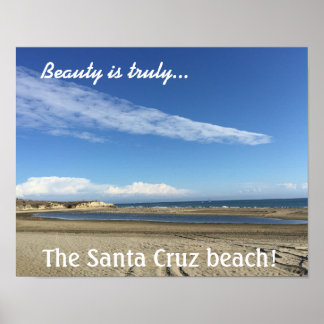 Beach uitzicht bij Santa Cruz Boardwalk Poster
