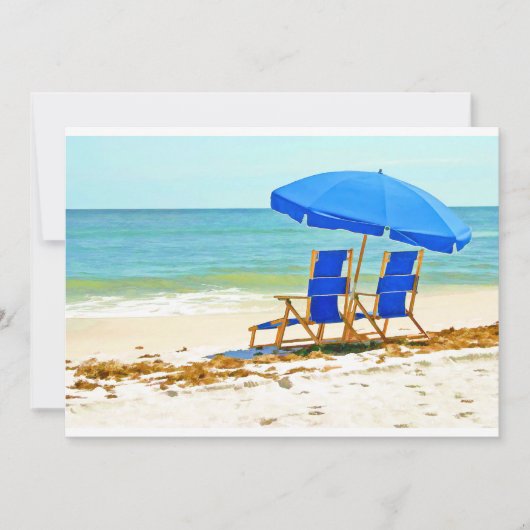 Beach, Umbrella en Chairs bij de Shore Kaart (Voorkant)