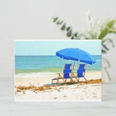 Beach, Umbrella en Chairs bij de Shore Kaart (Staand voorkant)