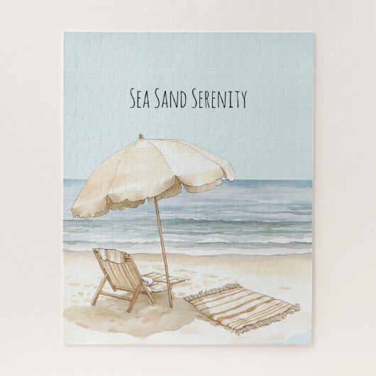 Beach Umbrella Ocean Sea Sand Serenity Legpuzzel (Verticaal)