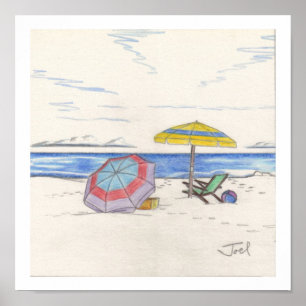 BEACH UMBRELLAS print (7,33 x 7,33 inch)