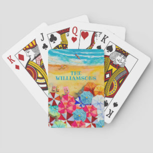 Beach Umbrellas Sand Personalized Pokerkaarten