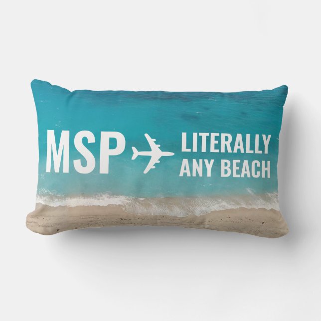Beach Vacation Lover Custom Airport Code Kussen (Voorkant)