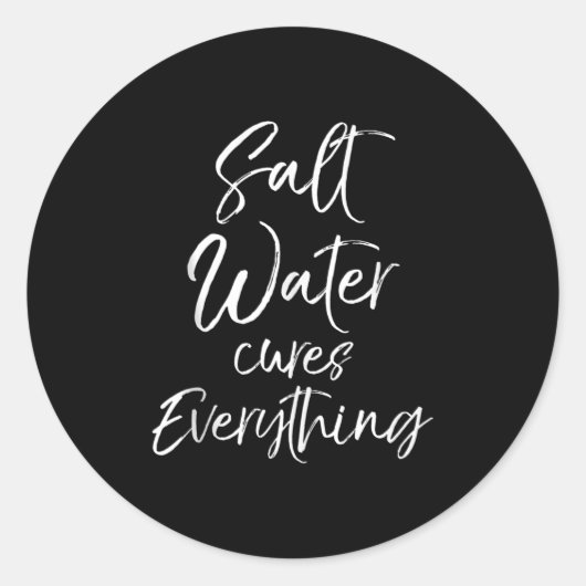 Beach Vacation Quote Ocean Gift Salt Water S Every Ronde Sticker (Voorkant)