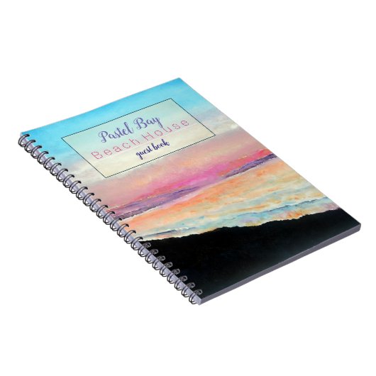 Beach Vacation Rental Pastel Sunset Guest Book Notitieboek (Rechterzijde)