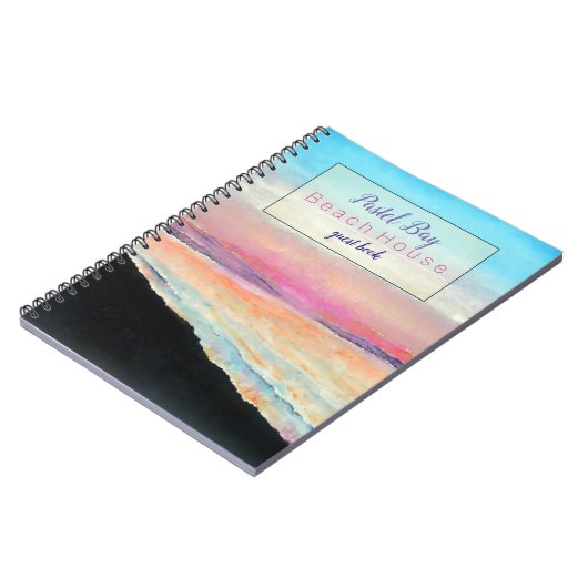 Beach Vacation Rental Pastel Sunset Guest Book Notitieboek (Linkerzijde)