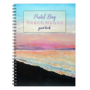 Beach Vacation Rental Pastel Sunset Guest Book Notitieboek