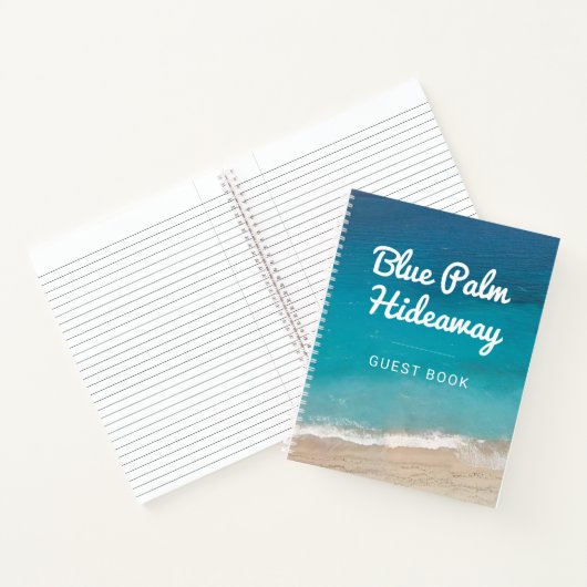 Beach Vacation Rental Retro Mod Custom Guest Book Notitieboek (Binnen)