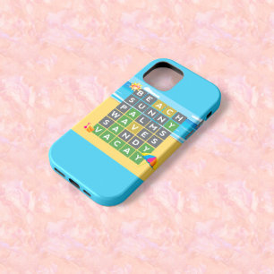 Beach Vacation Word Puzzle Thema iPhone 13 Hoesje