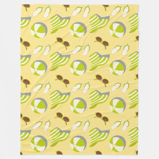 Beach vacay pattern with sunglasses and sun hat   fleece deken (Voorkant)