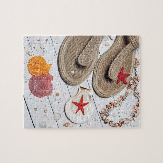 Beach Vacking with Sandals and Sea Shells Legpuzzel (Horizontaal)