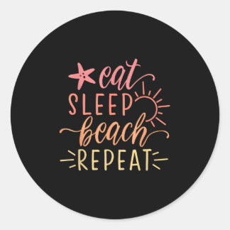 Beach Vakantie Eat Beach Slaap Herhalen Ronde Sticker