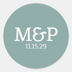 Beach Vibe Initialen Blauwgroen Ronde Sticker