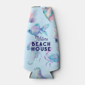 Beach Vibe Pastel kleuren zee dieren patroon Flesjeskoeler (Voorkant)