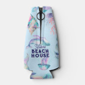 Beach Vibe Pastel kleuren zee dieren patroon Flesjeskoeler (Achterkant)