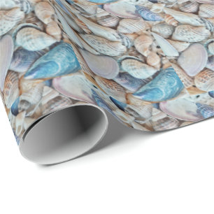 Beach Vibe Zee Ocean Shells Pattern Wrapping Paper Cadeaupapier