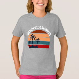 Beach Vibe Zomer Vrouwen Palmboom Zonsondergang T-shirt