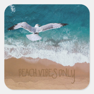 Beach Vibes Alleen Kustzeemeeuw Vierkante Sticker