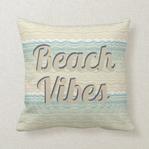 Beach Vibes Beige and Blue Waves Kussen